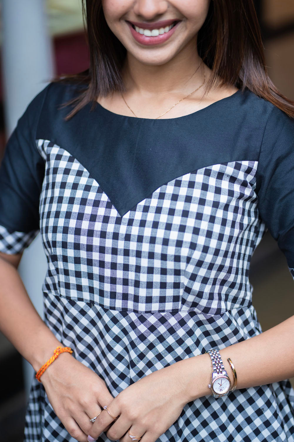 AA259 Black & White Checks Cotton Maxi