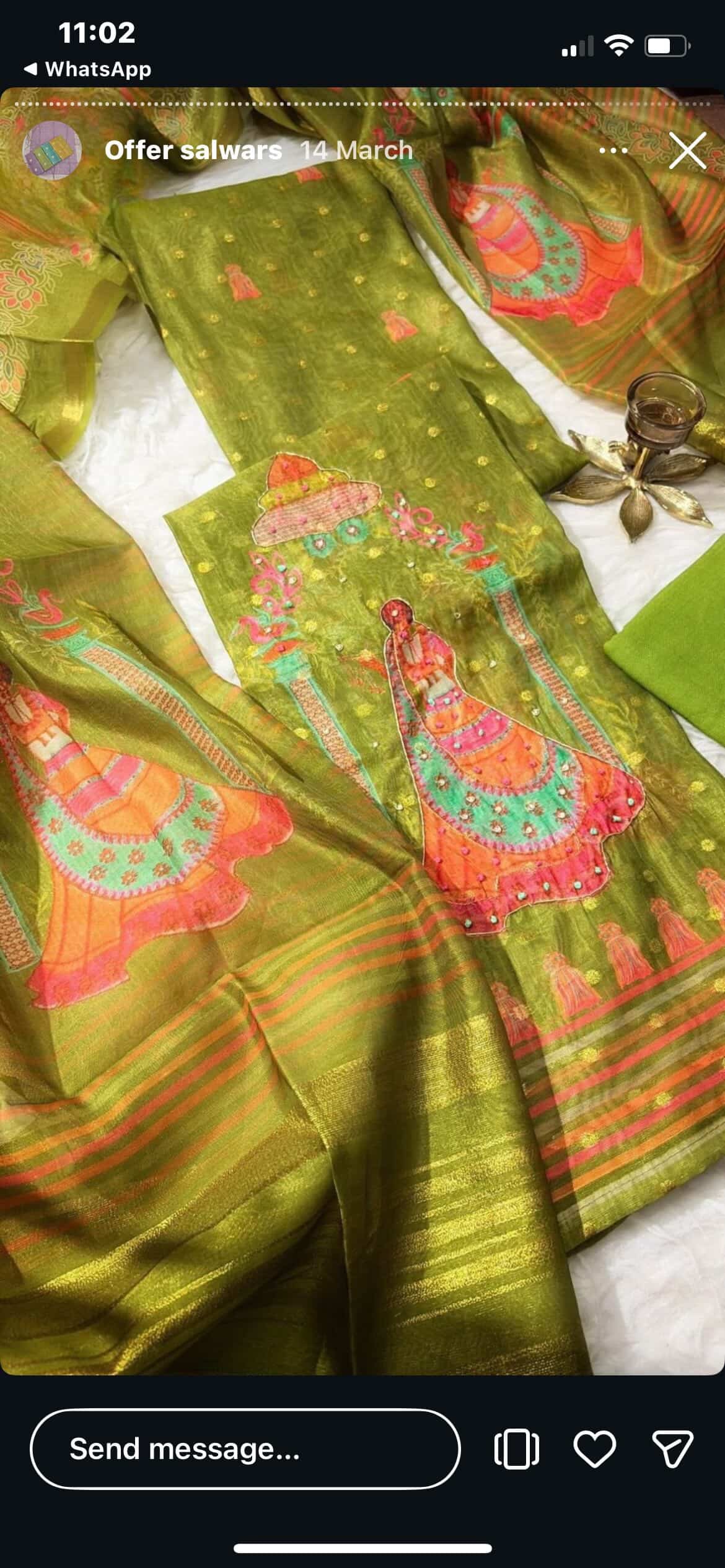Pastel Green Dupion Silk Salwar Material