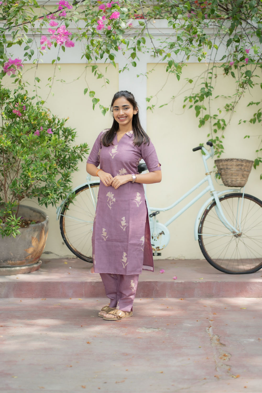 AA215 Lavender Floral Linen Co Ord set