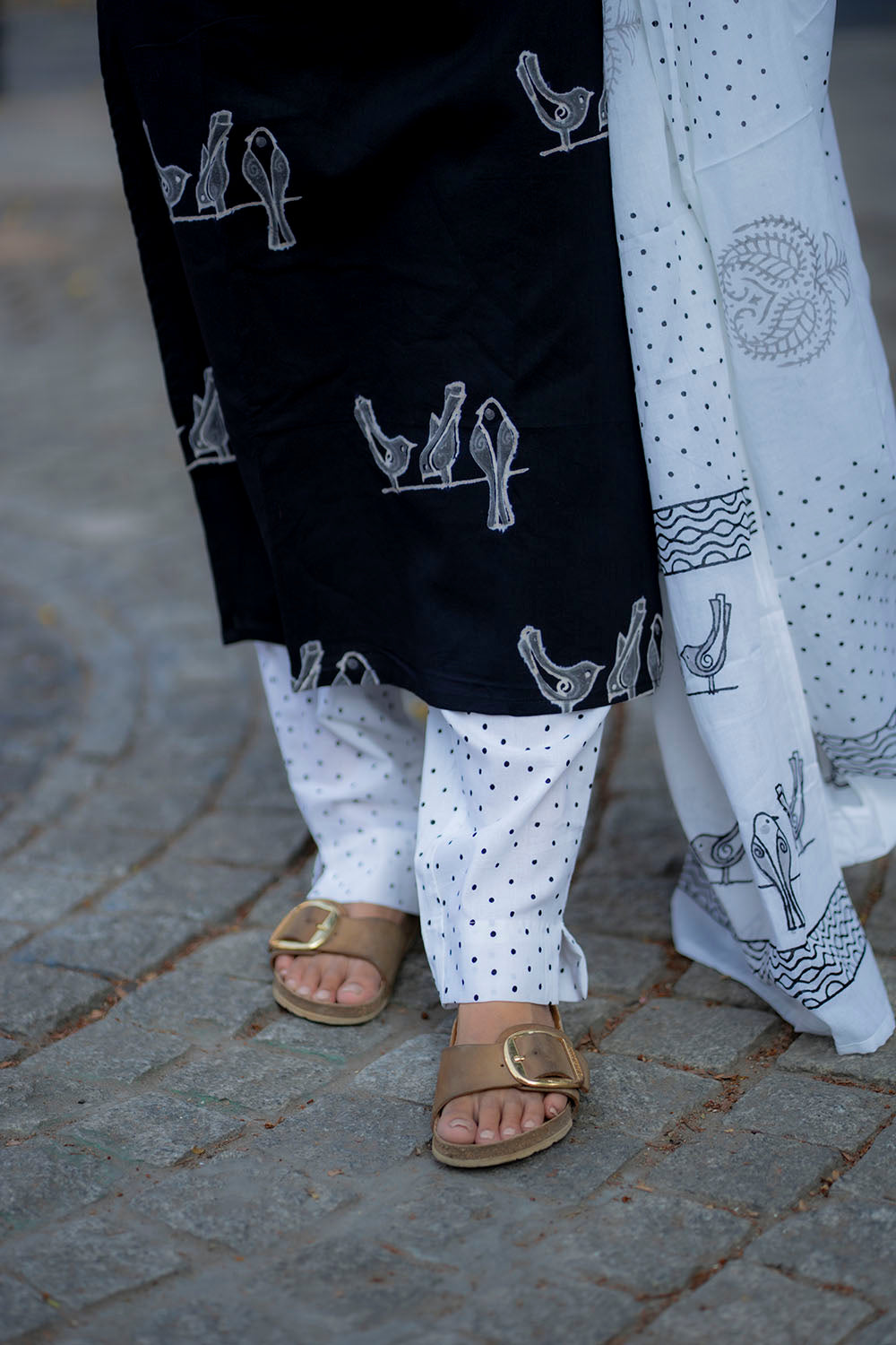 AA211 Black & White Combo Cotton Salwar Set