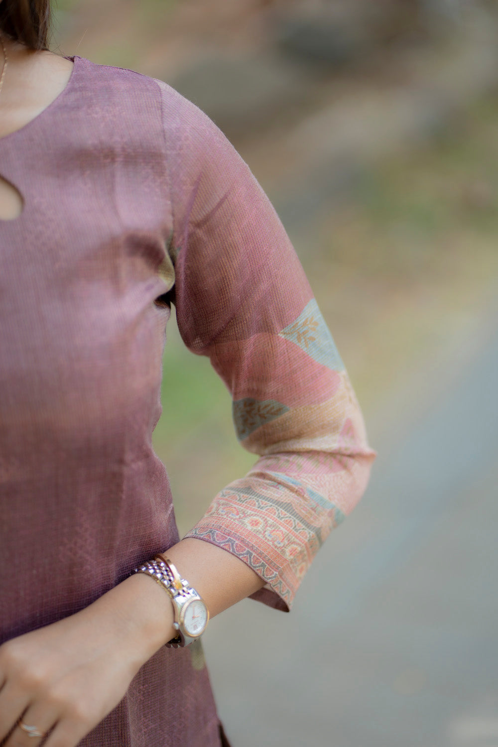 AA232 Lavender Tissue Silk Kurti