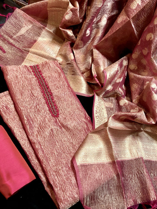 Pink Crush Silk Salwar Material