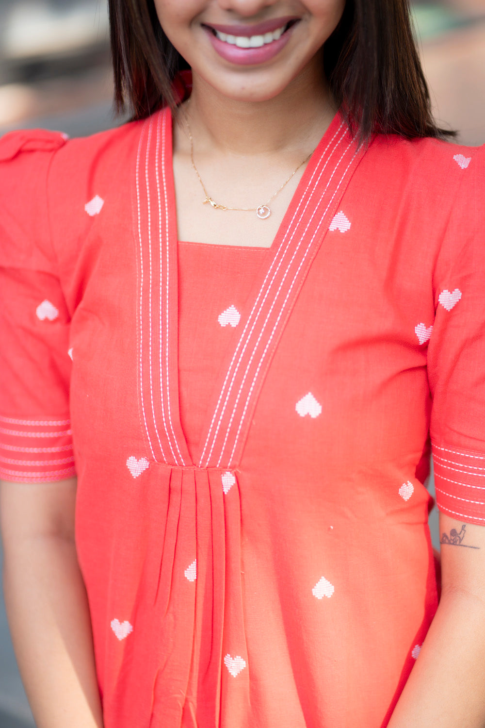 AA178A Red Orange Heart Co-Ord Set