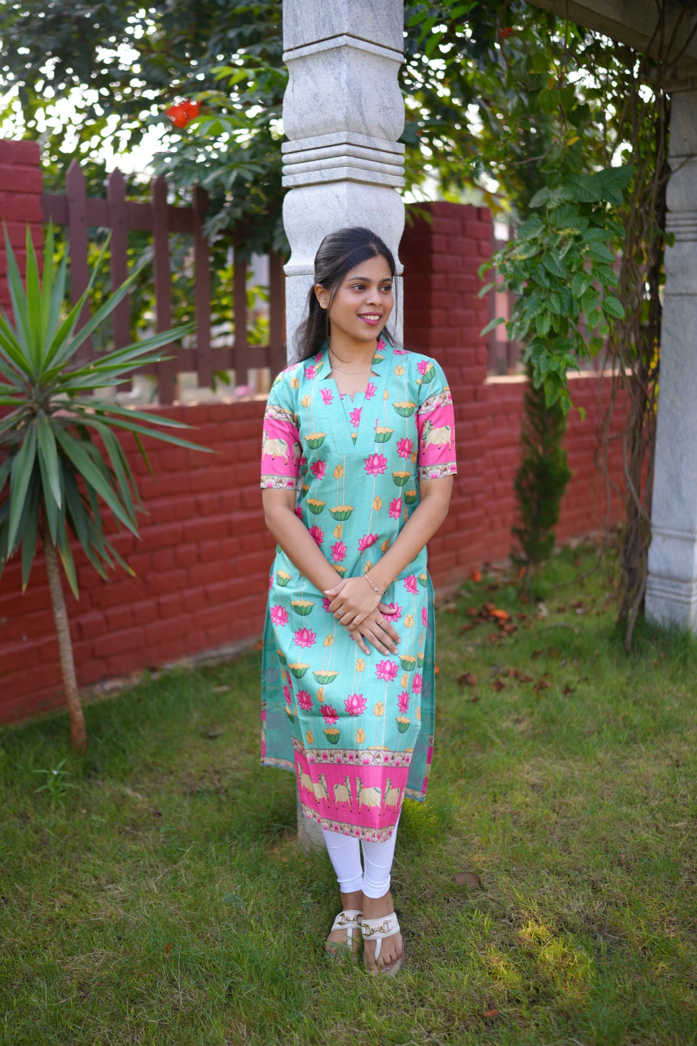 AA166 Blue Pichwai Tussar Silk Kurti