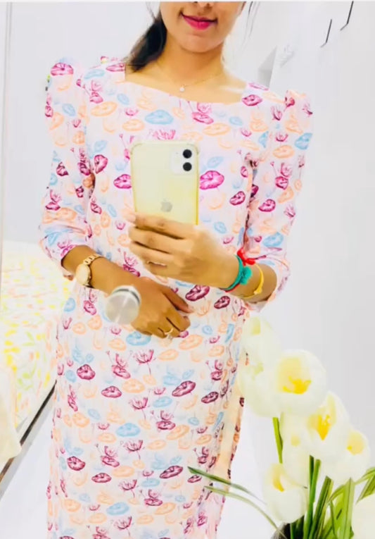 Muslin Floral Kurti