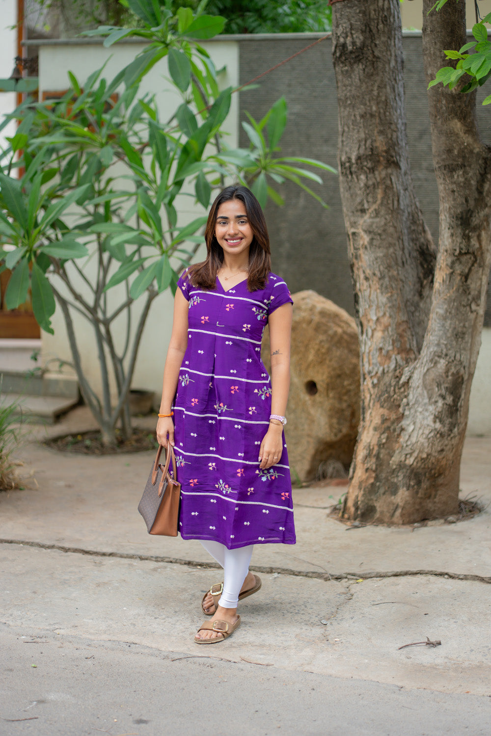 AA262 Violet Mul Chanderi Aline Kurti