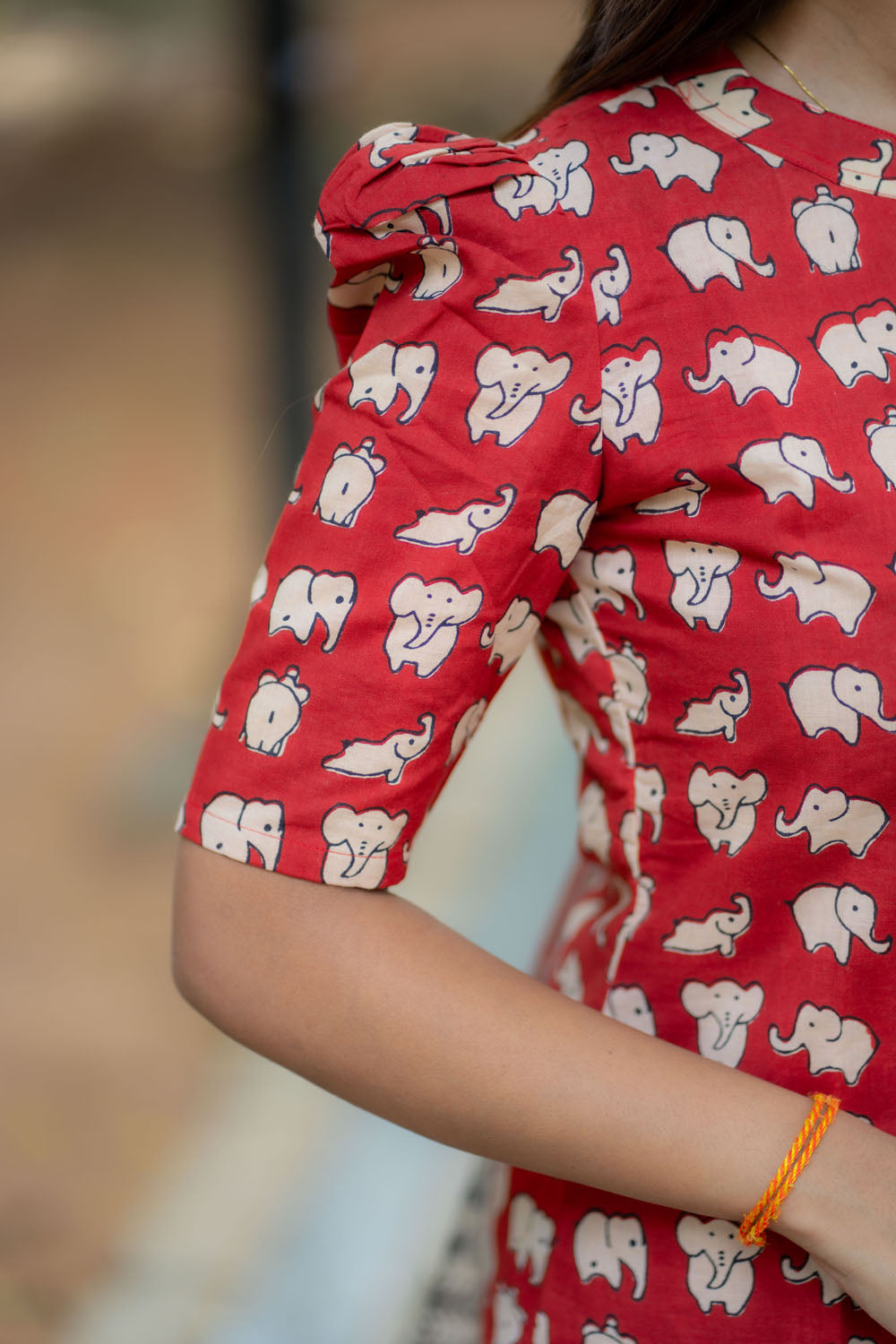 AA240 Elephant Print Cotton Salwar Set with Kota Dupatta