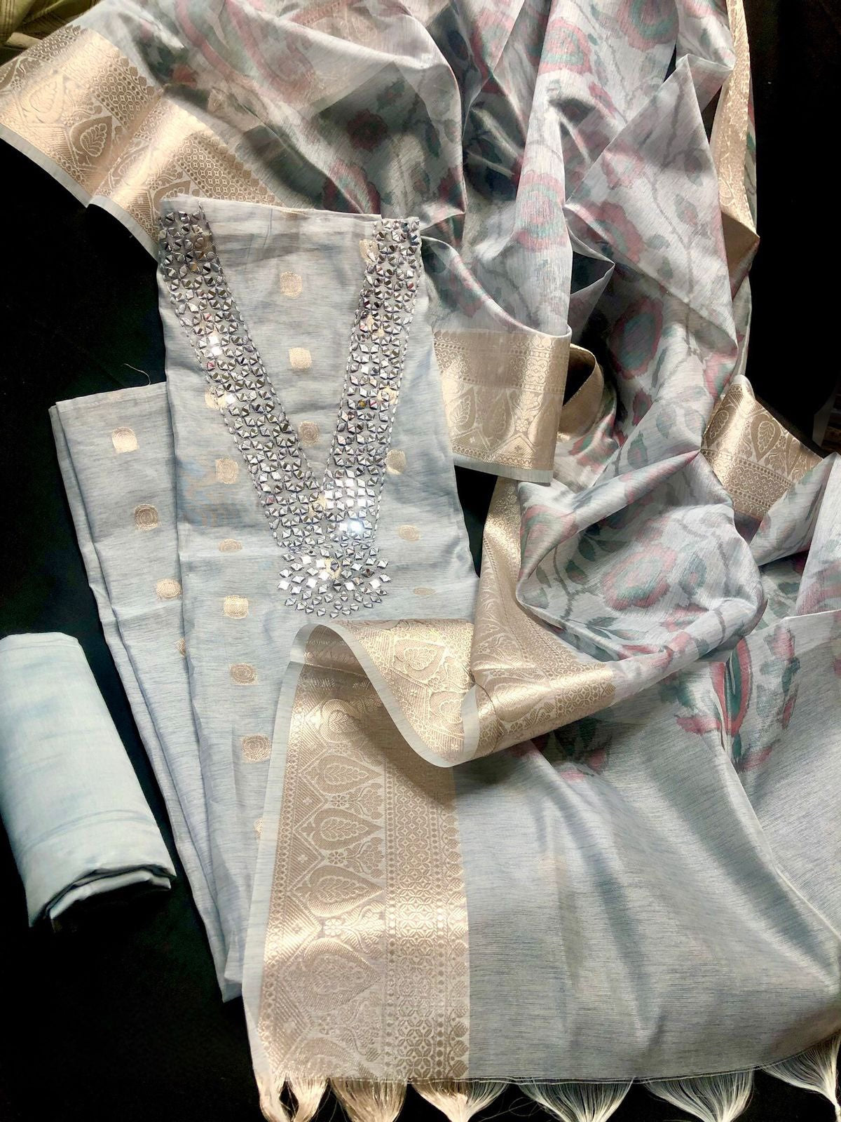 Linen Tissue Silk Salwar 3 Pc Sey