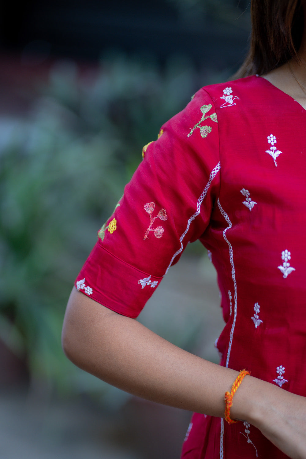 AA267 Dark Red Mul Chanderi Floral Salwar Set