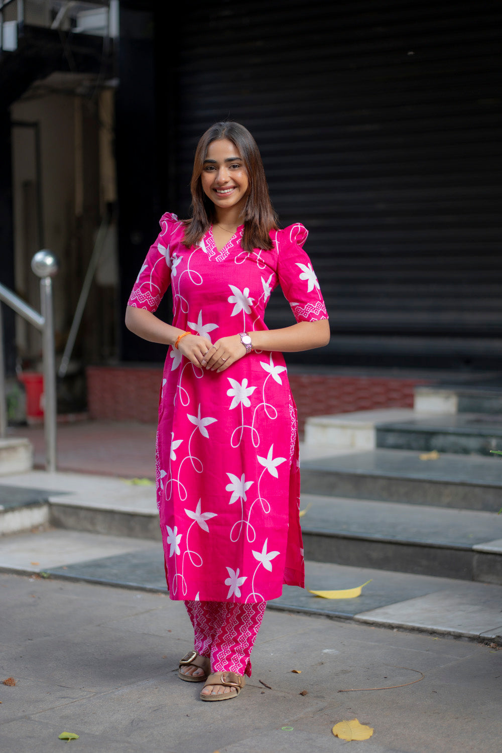 AA234 Pink Floral Cotton Coord Set