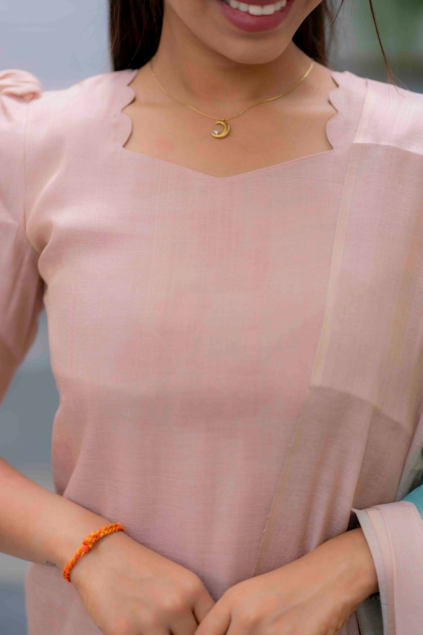 AA200 Cream Beige with Blue Combo Tissue Silk 3 Pc Set