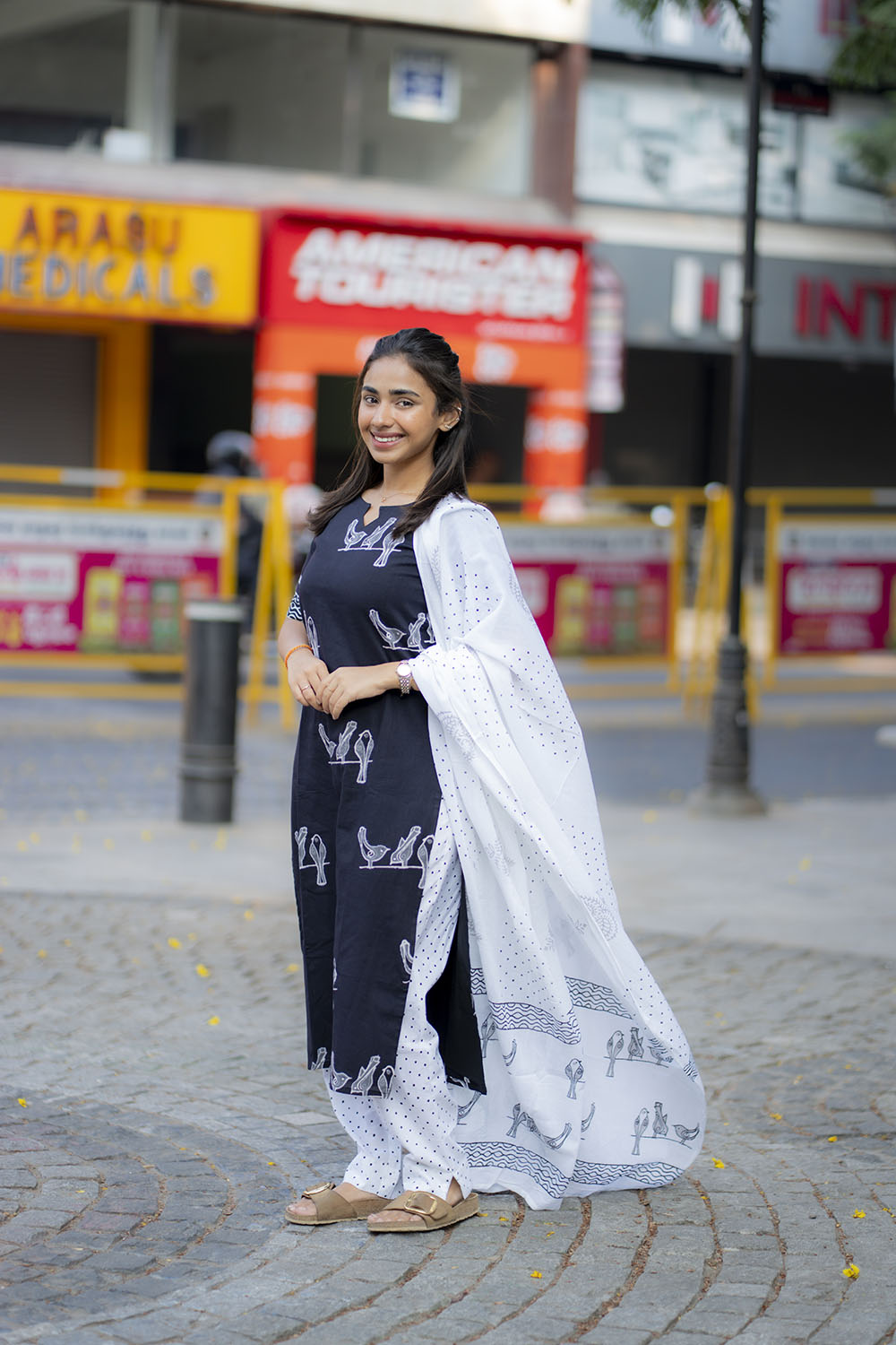 AA211 Black & White Combo Cotton Salwar Set