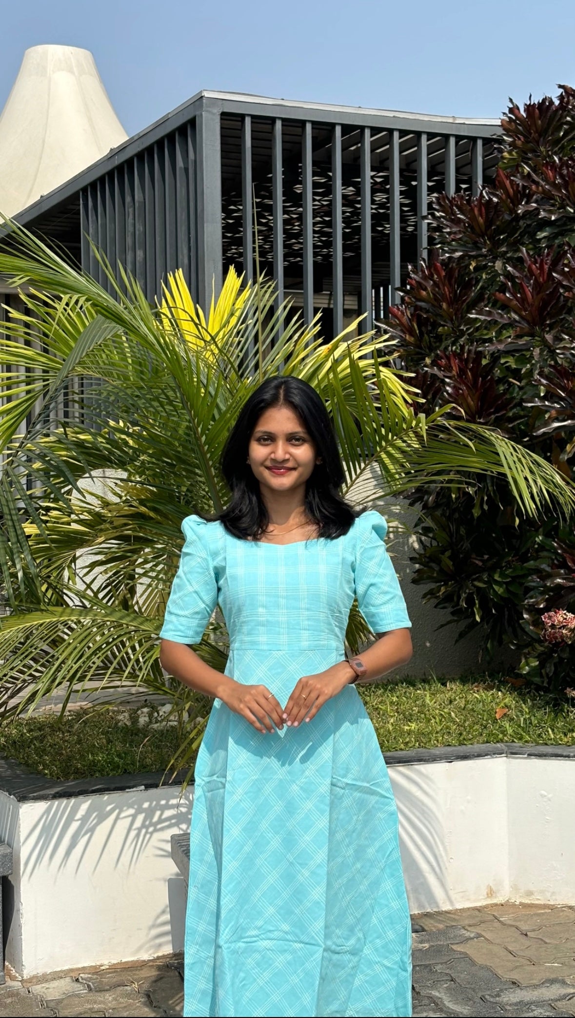 AA179 Blue Checks Cotton Maxi