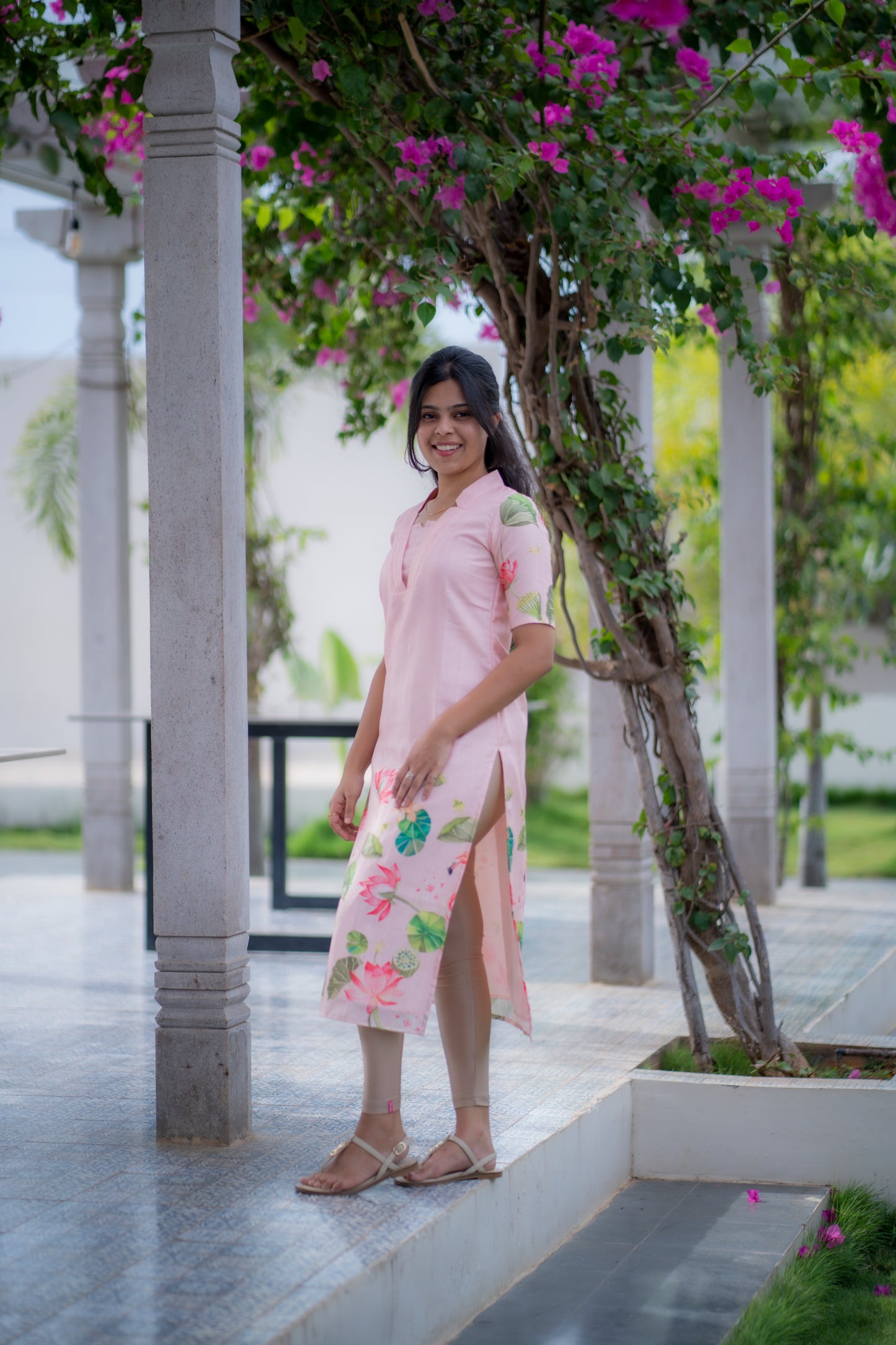 AA071 Peach Pichwai Kurti
