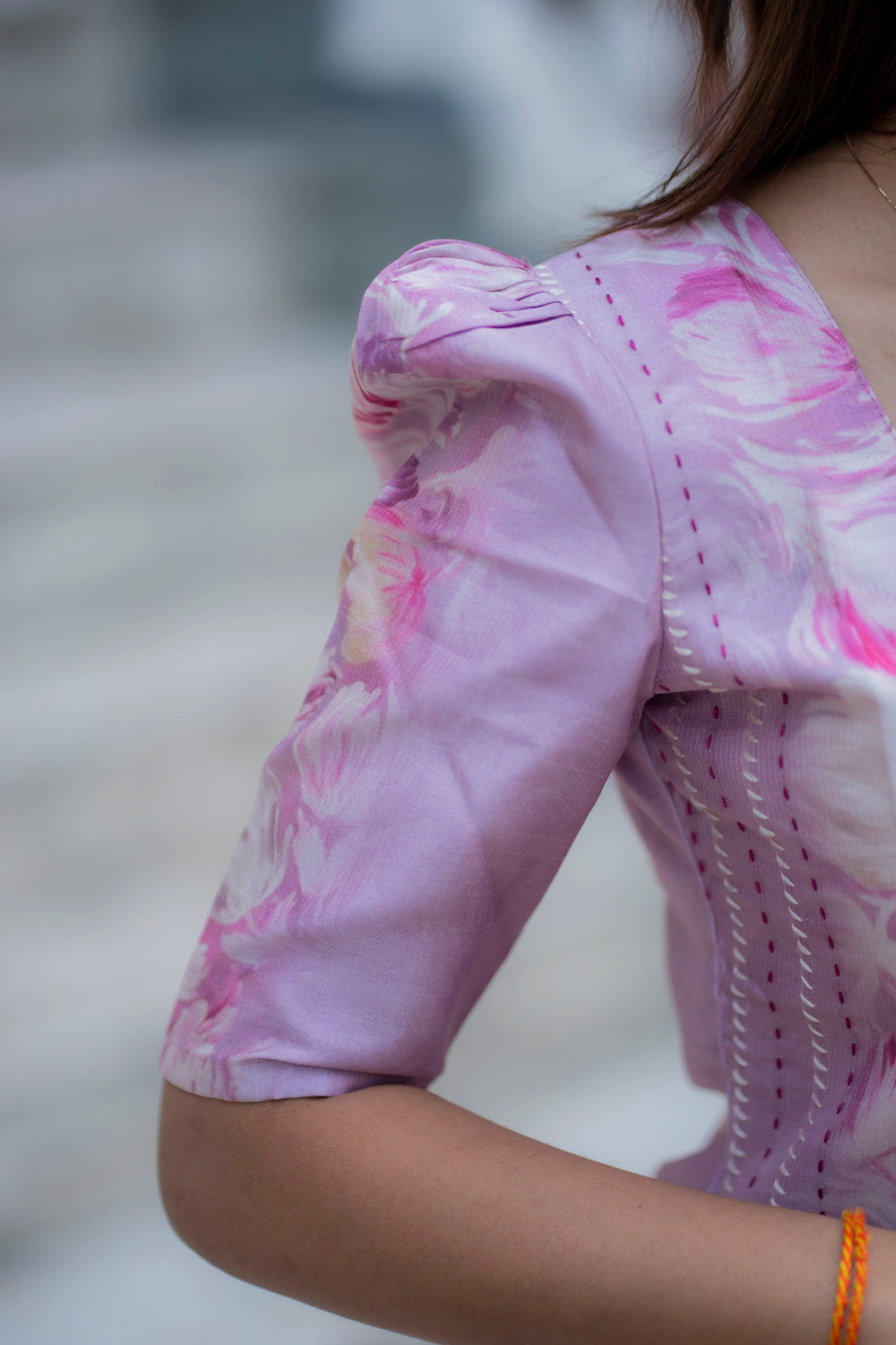 AA235 Lavender Floral Tussar Silk 3 Pc Set