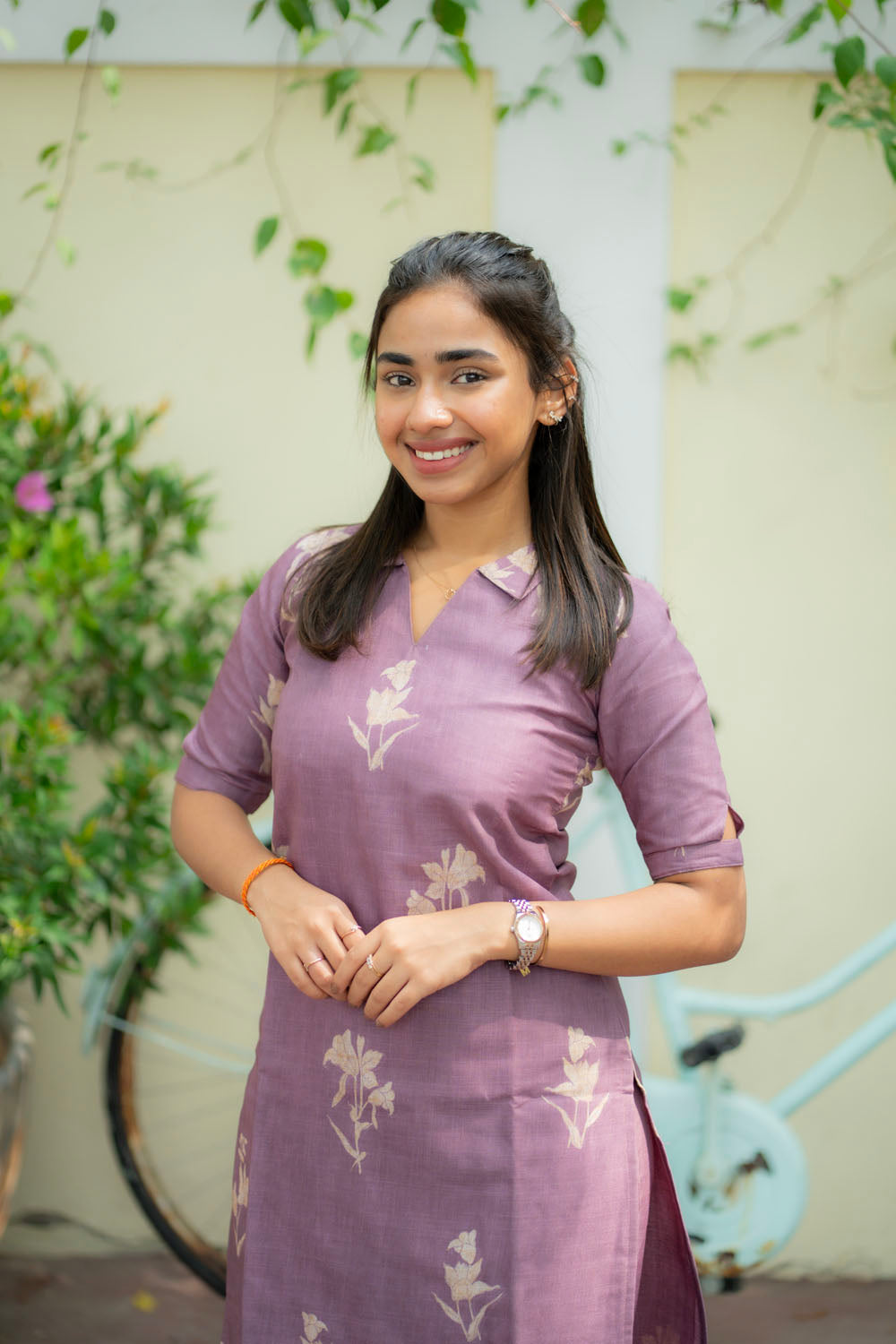 AA215 Lavender Floral Linen Co Ord set