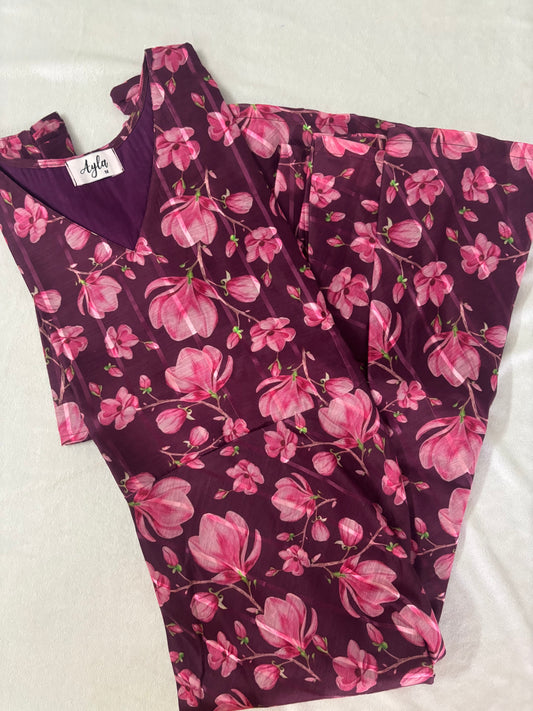 Purple Floral Cotton Maxi