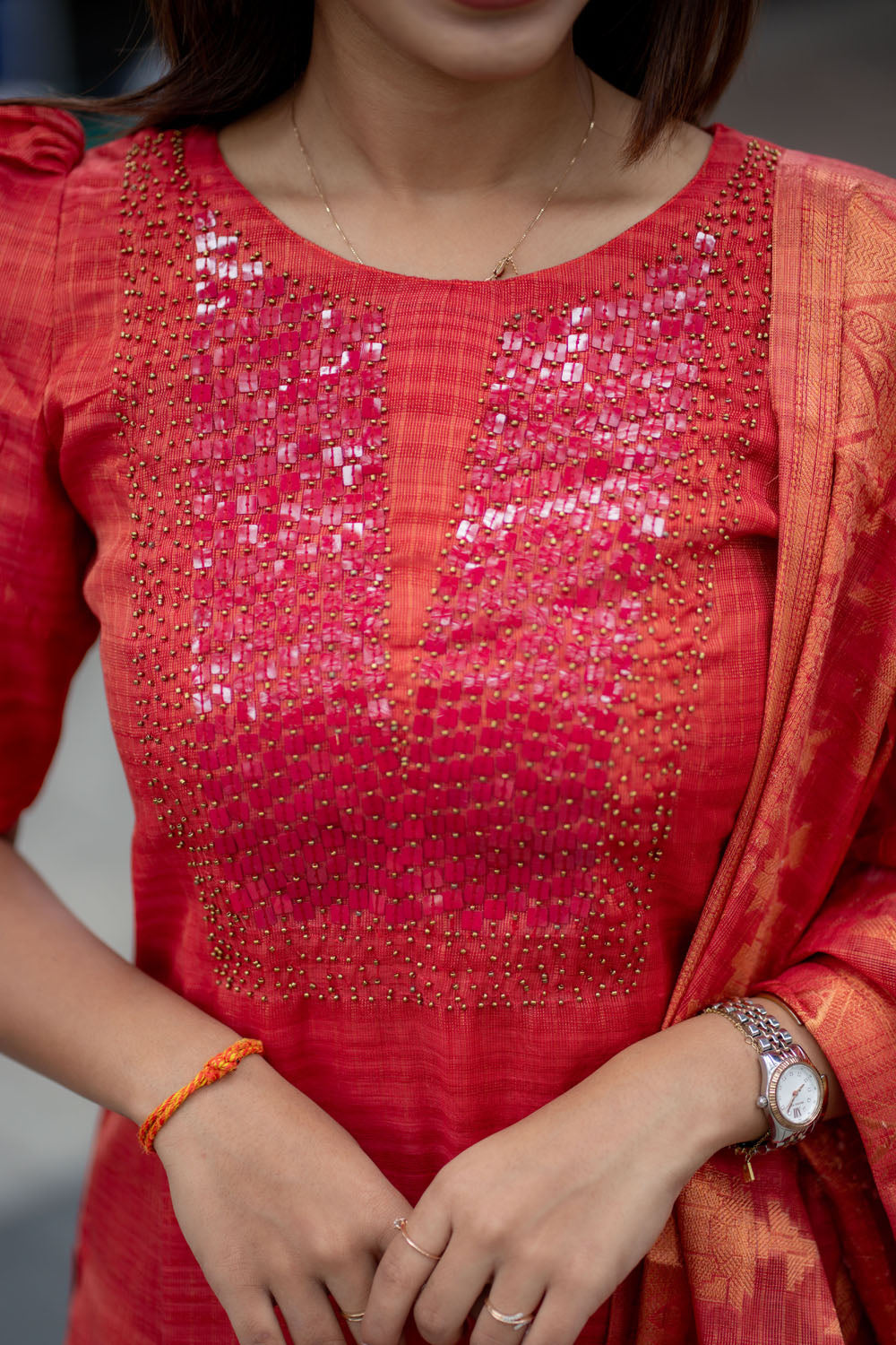 AA250 Red Tissue Silk Salwar Set