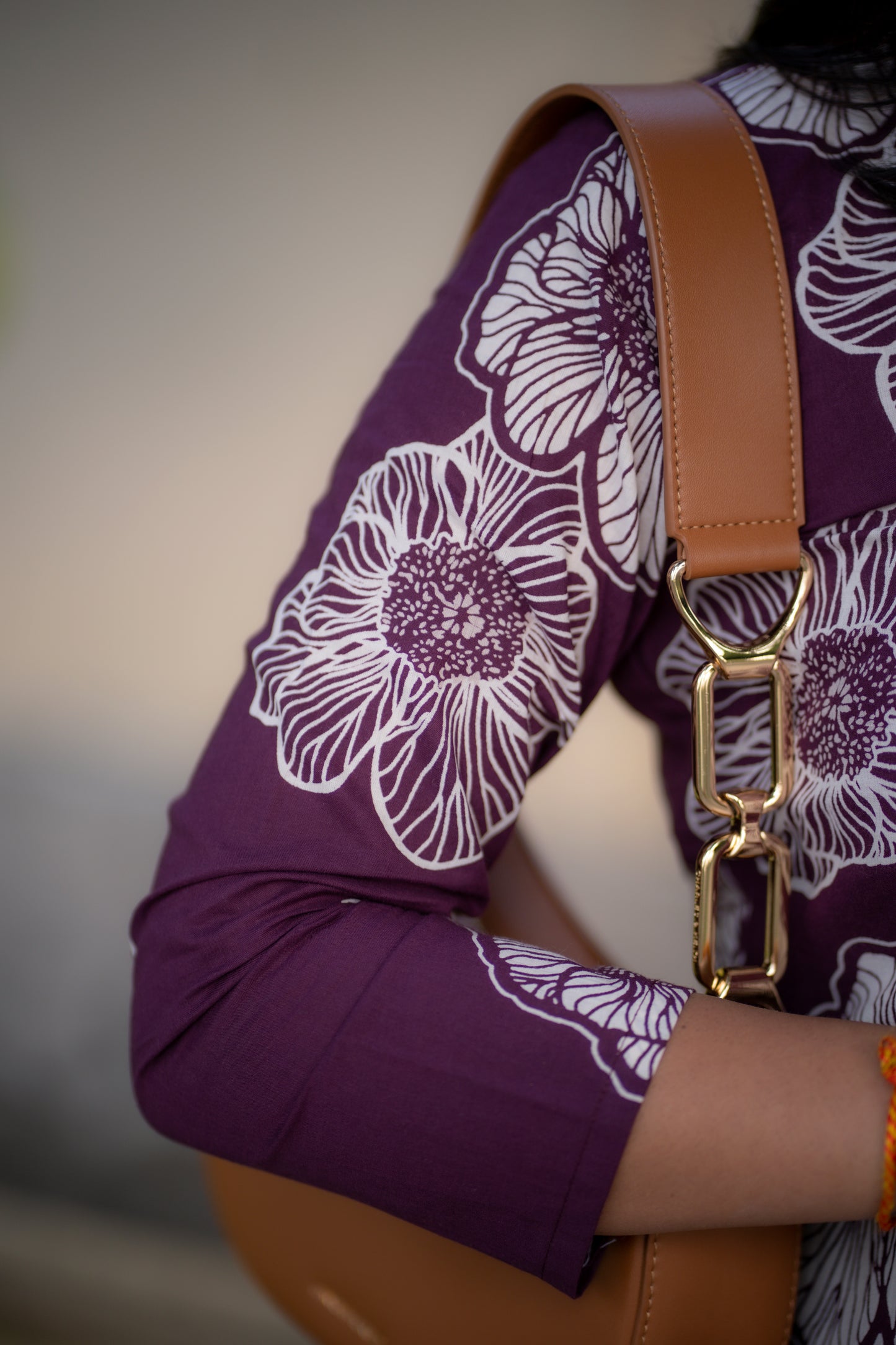 AA173 Wine Floral Cotton Aline kurti