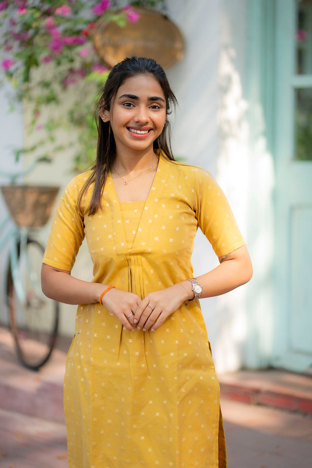 AA213 Marigold Chanderi Butta Co-Ord Set