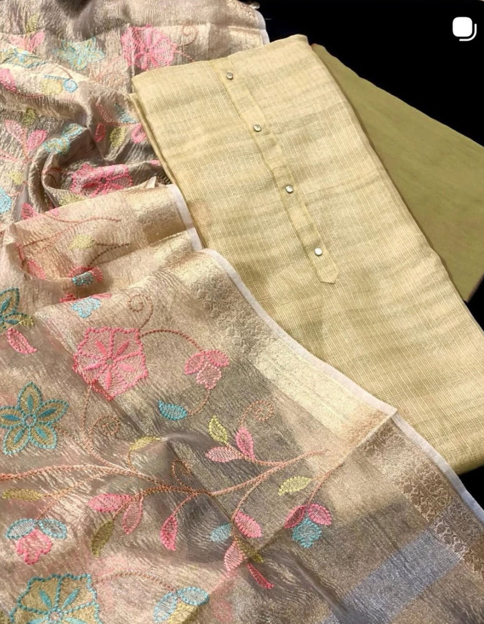 Green Tissue Silk Salwar material
