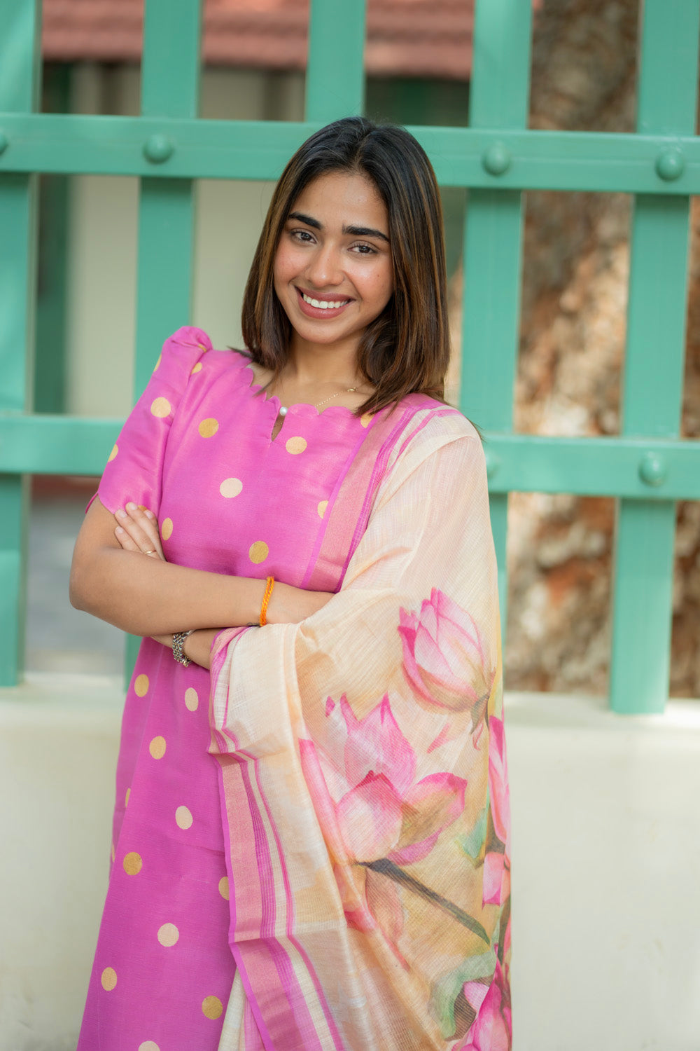 AA280 Lotus Pink Silk Kurti with Dupatta