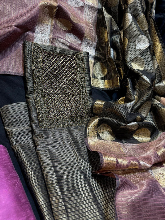 Black Tissue Silk 3 Pc Set