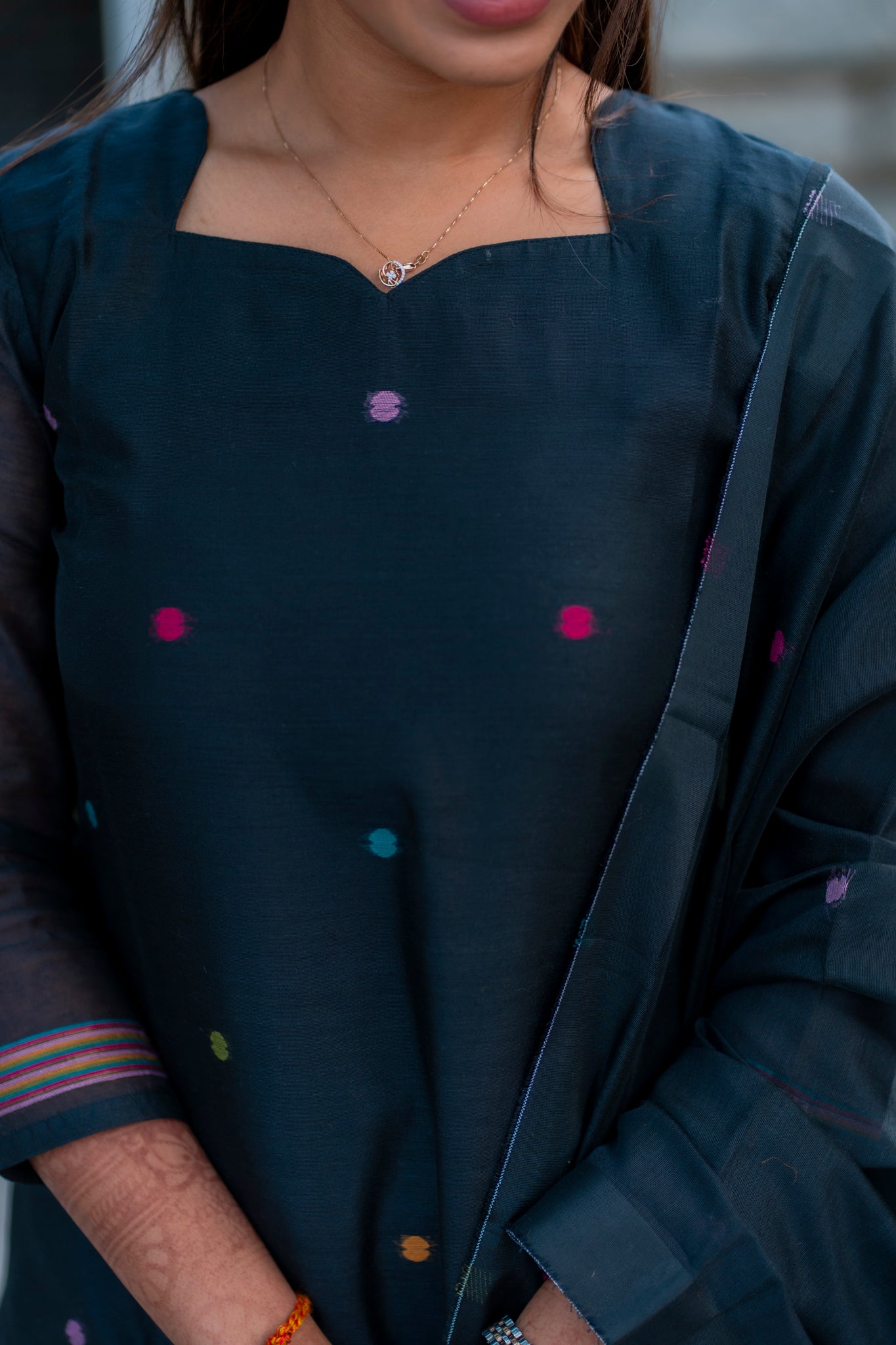 AA193 Black Jamdhani 3 Pc Set