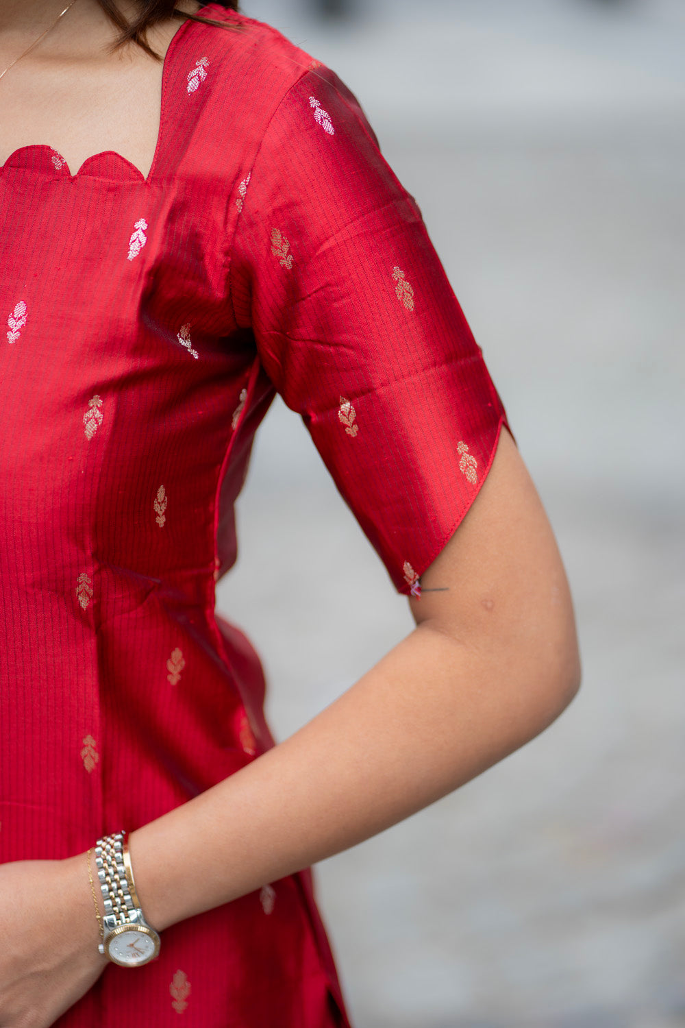 AA282 Dark Red Silk Co Ord set