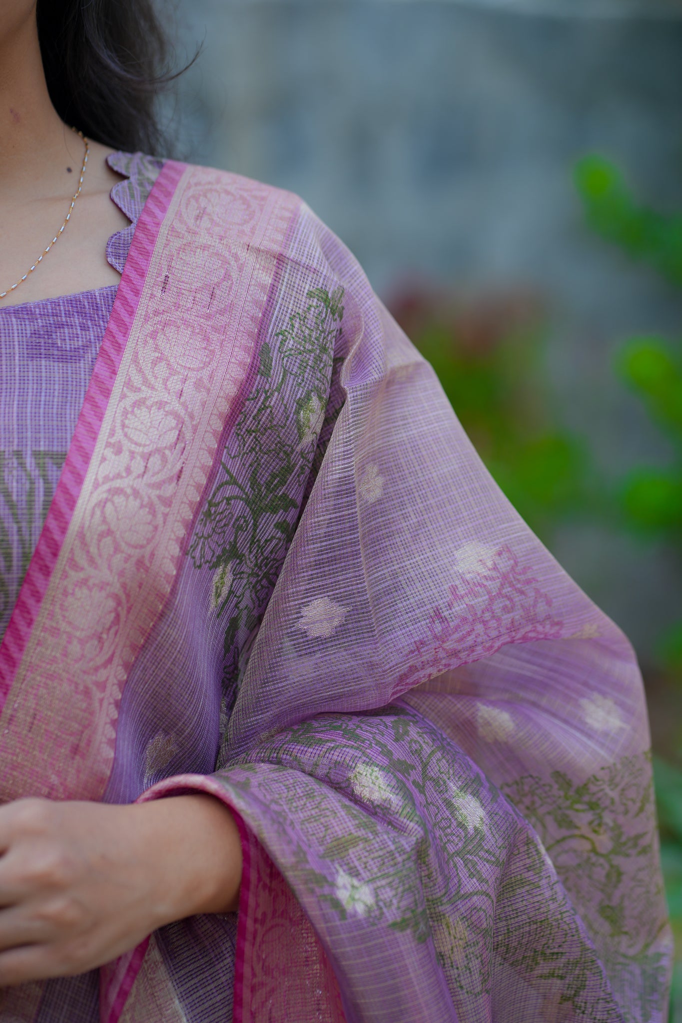 AA121 Tissue Handloom Kota Silk 3 PC set