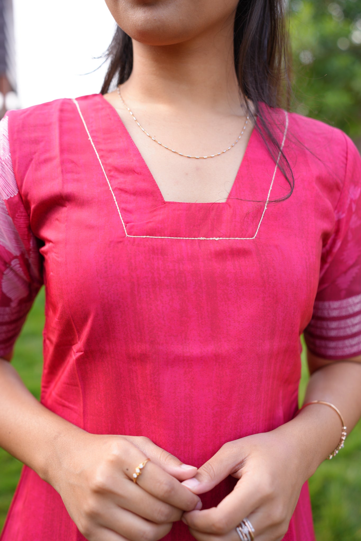 AA175  Cherry Red Ho Silk Aline kurti