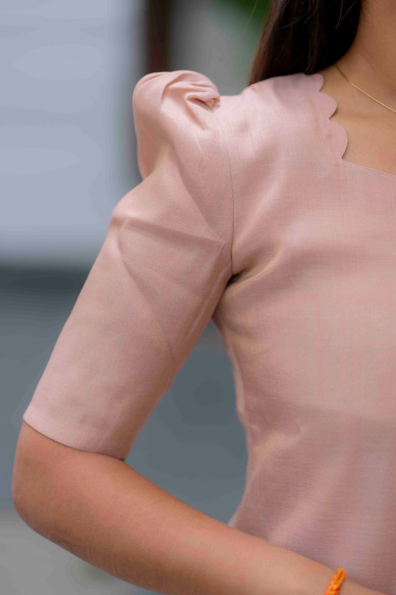 AA200 Cream Beige with Blue Combo Tissue Silk 3 Pc Set