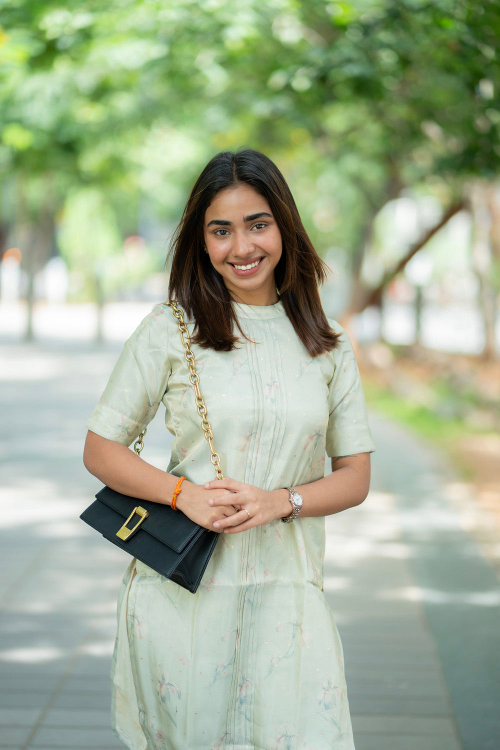 AA279 Pista Green Shimmer Silk Kurti