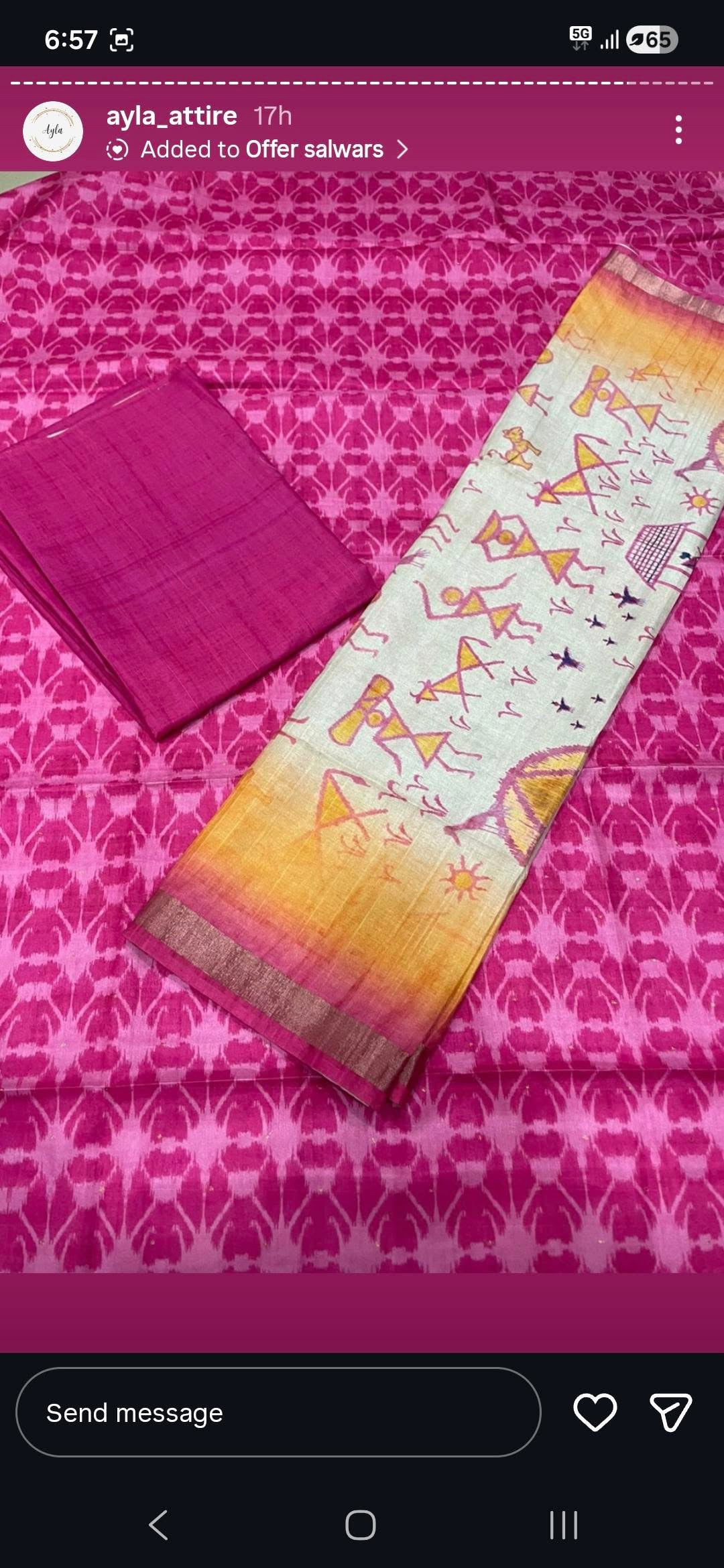 Barbie Pink Tussar silk Salwar material