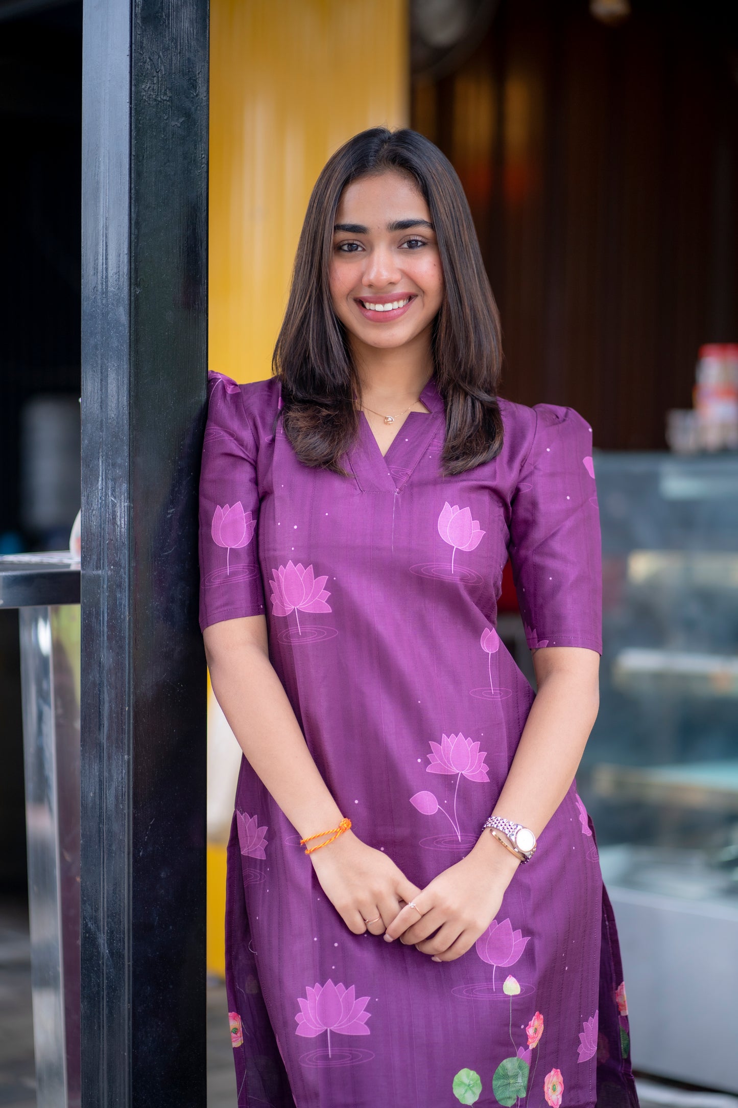 AA156 Wine Pichwai Tussar Silk Kurti