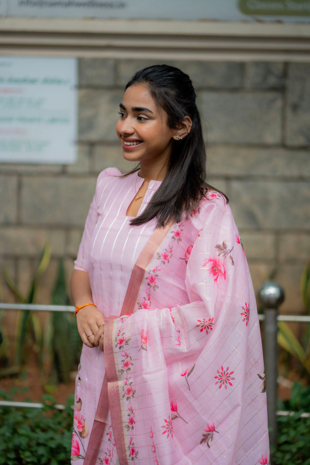 AA218 Pink Linen Cotton Salwar Set