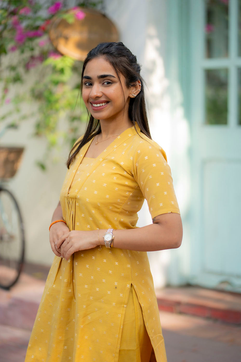 AA213 Marigold Chanderi Butta Co-Ord Set