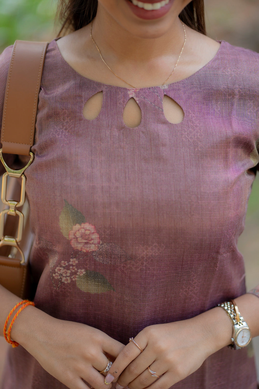 AA232 Lavender Tissue Silk Kurti