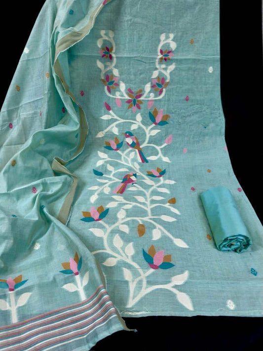 Blue Linen Salwar Material