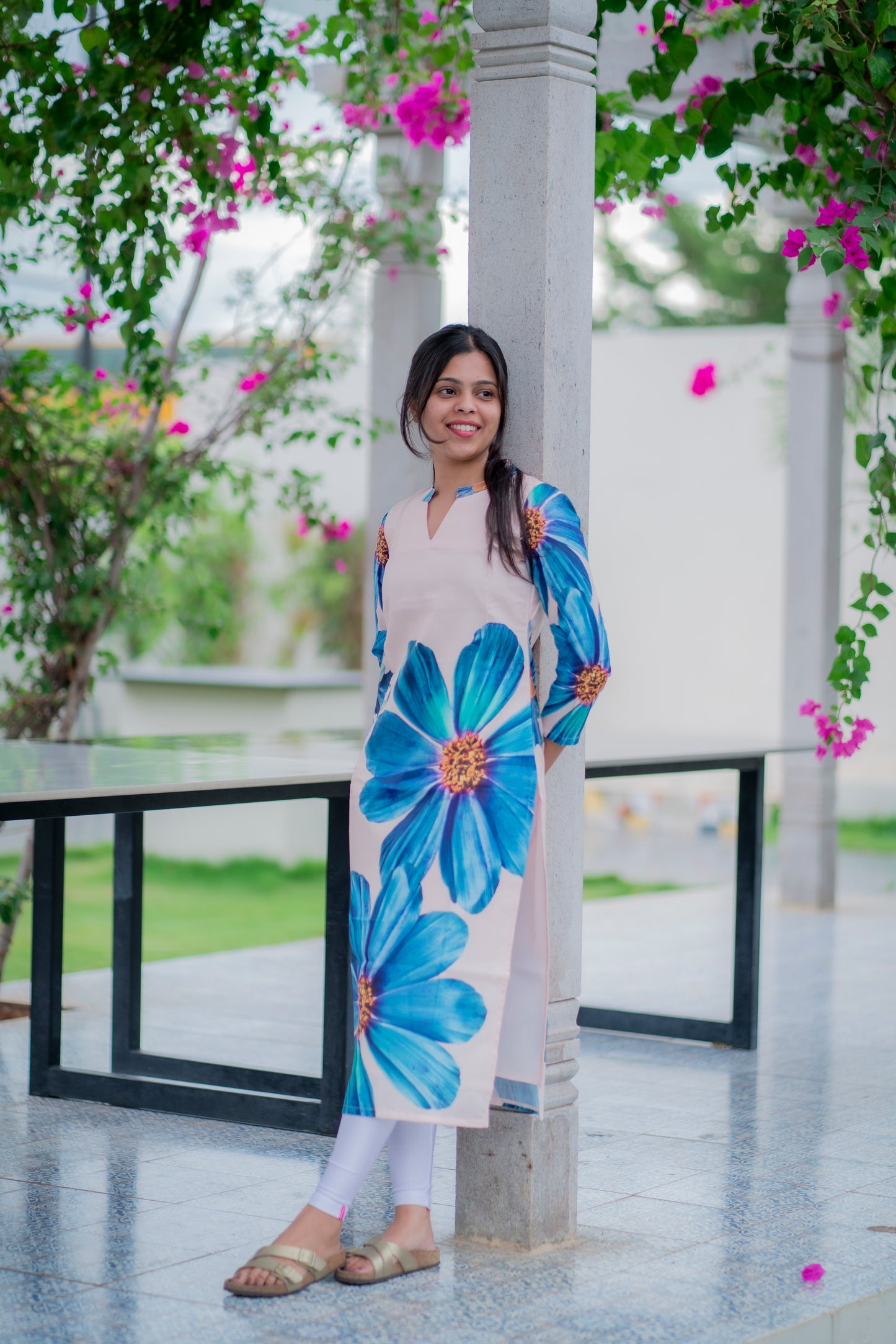 AA062 Linen Floral Kurti