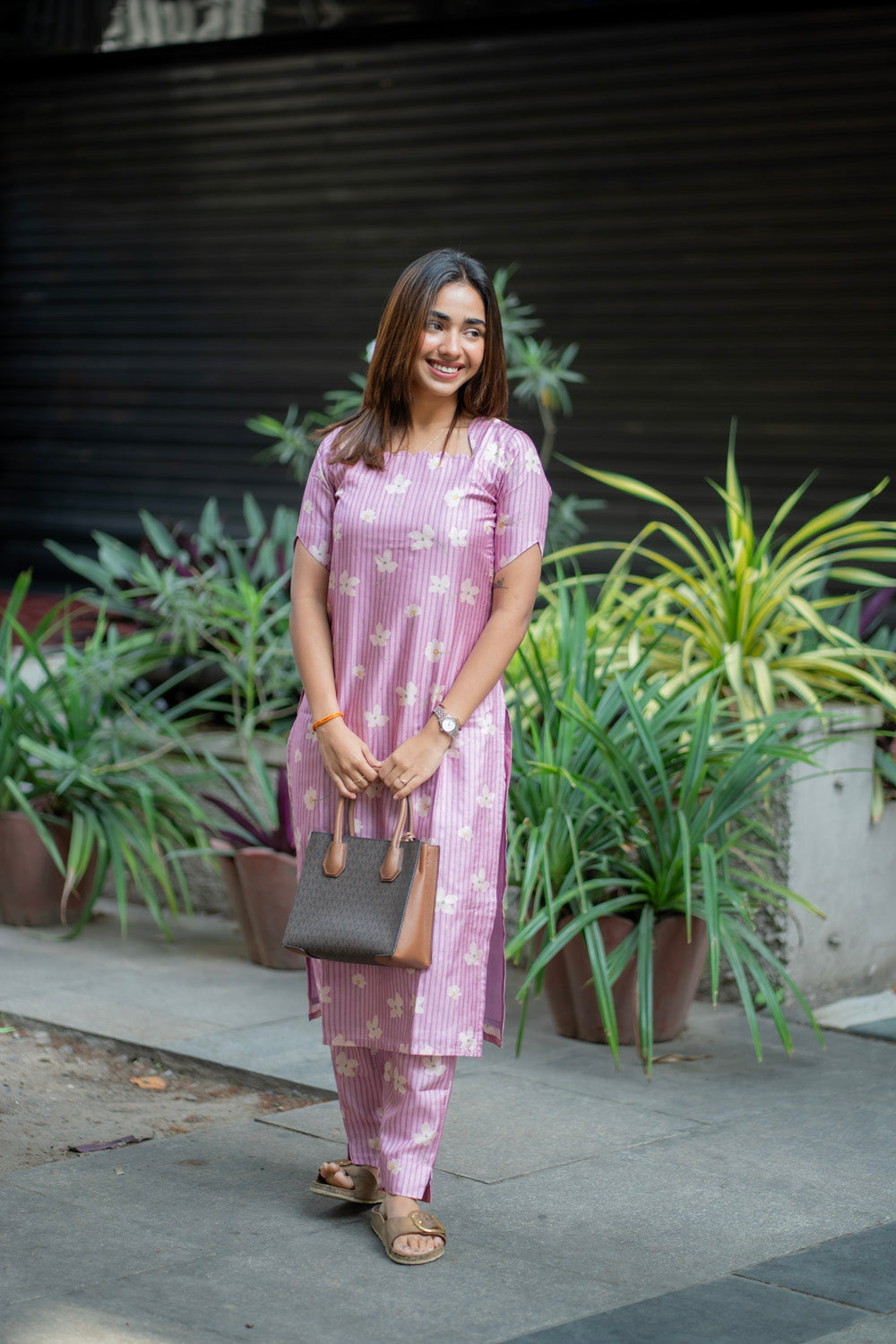 AA270 Lavender Floral Silk Digital Print Co-Ord Set