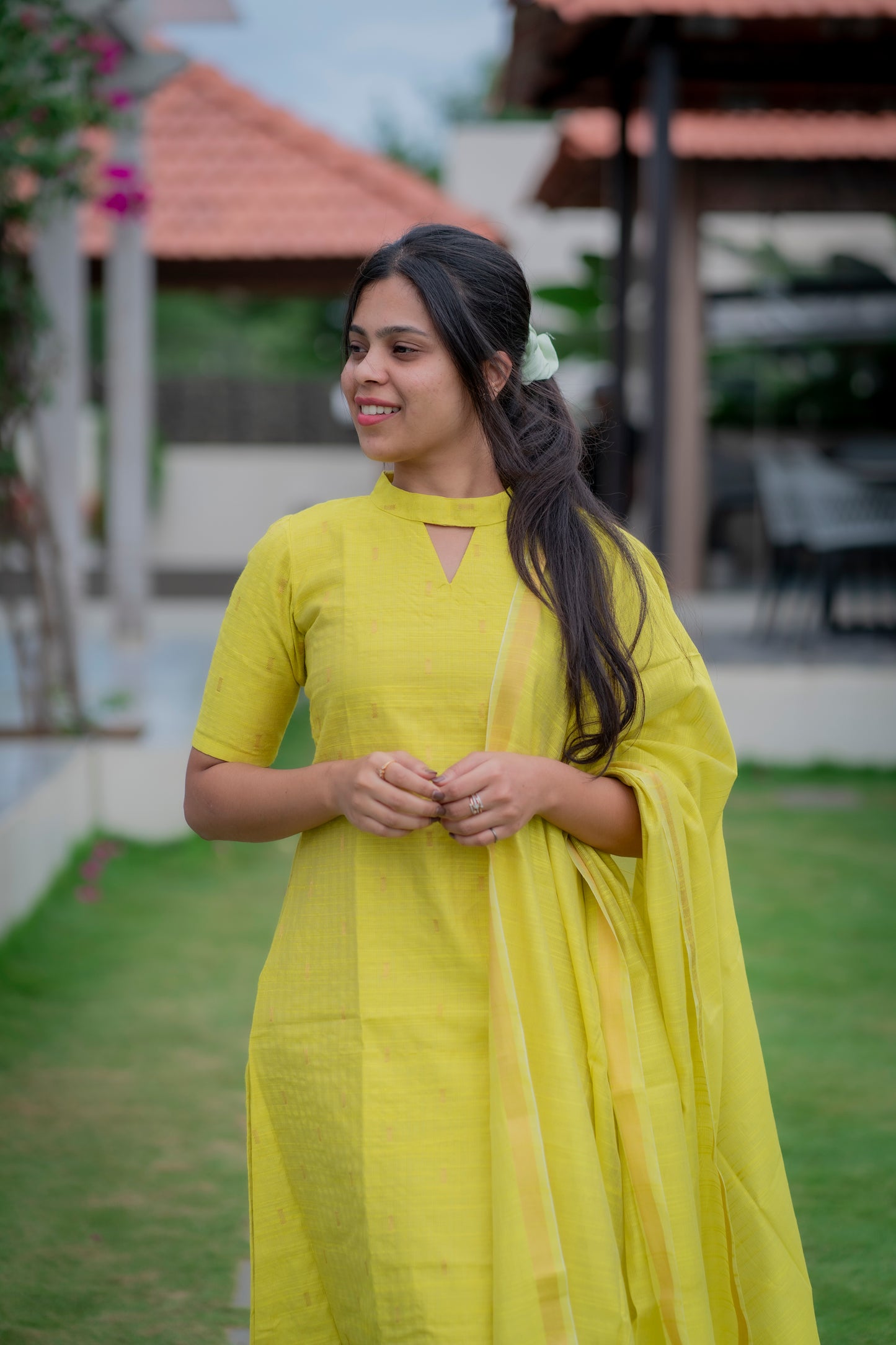 AA060 Neon Colour Silk Kurti with Dupatta