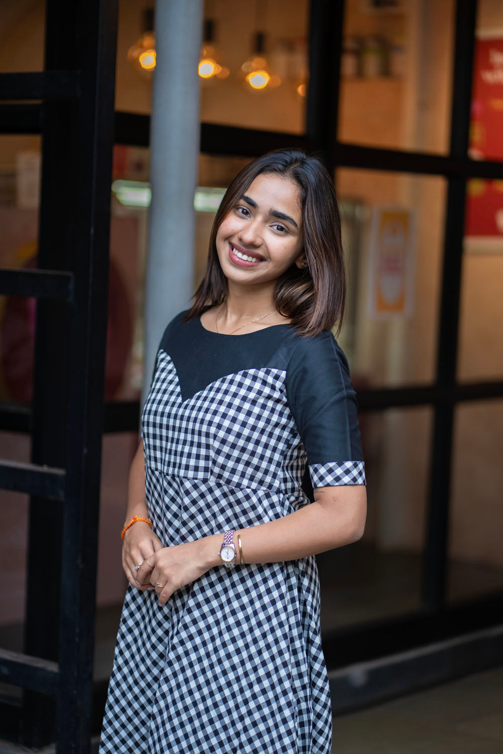 AA259 Black & White Checks Cotton Maxi