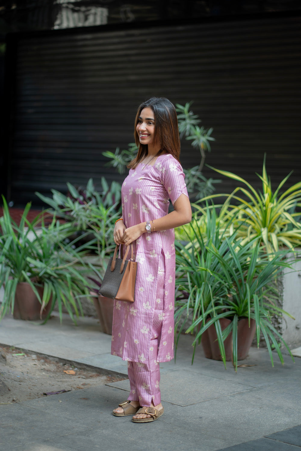 AA270 Lavender Floral Silk Digital Print Co-Ord Set