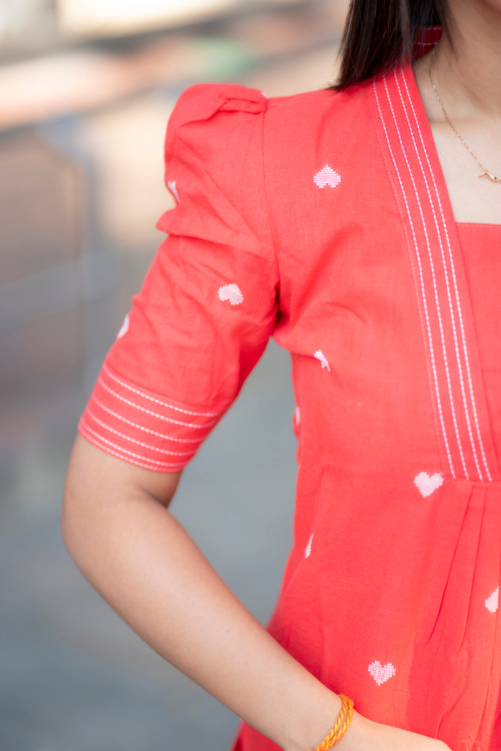 AA178A Red Orange Heart Co-Ord Set