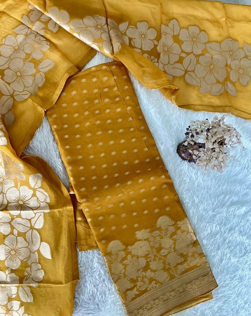Soft Banarasi Salwar Materials with Beautiful Borders