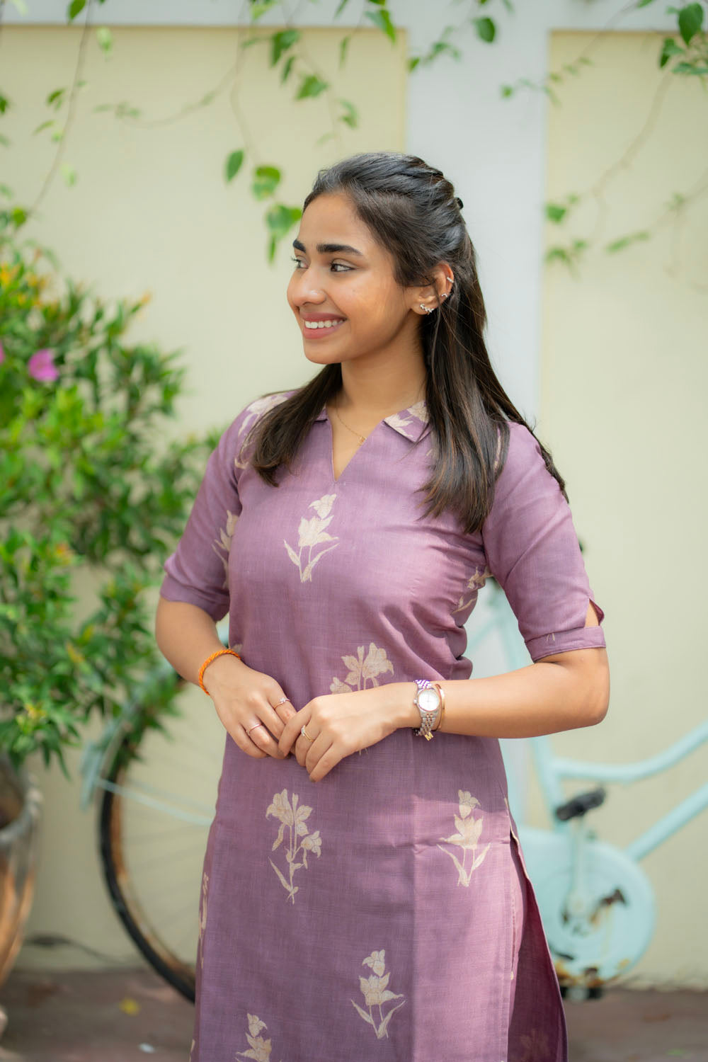 AA215 Lavender Floral Linen Co Ord set