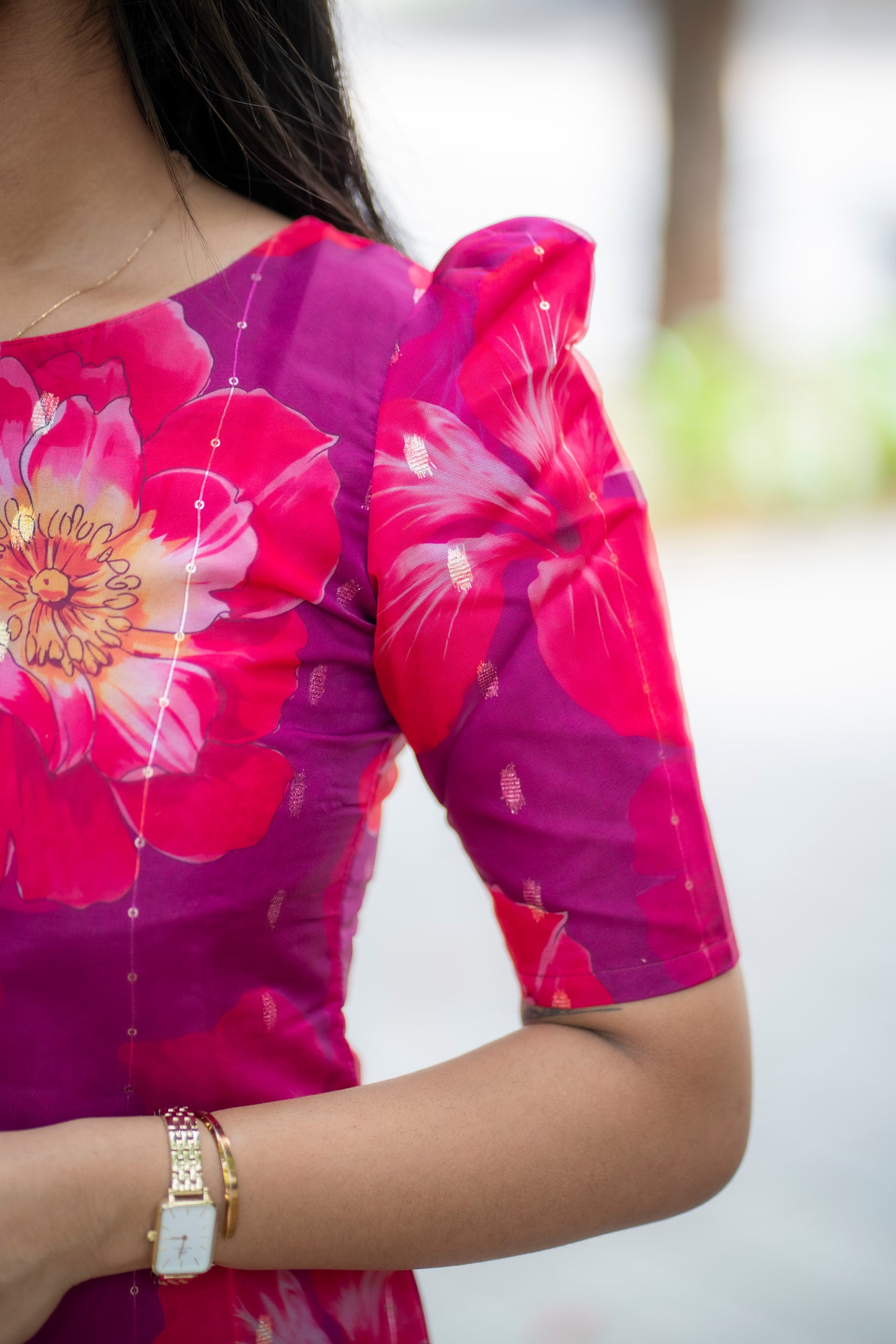AA098 Organza Jacquard Kurti