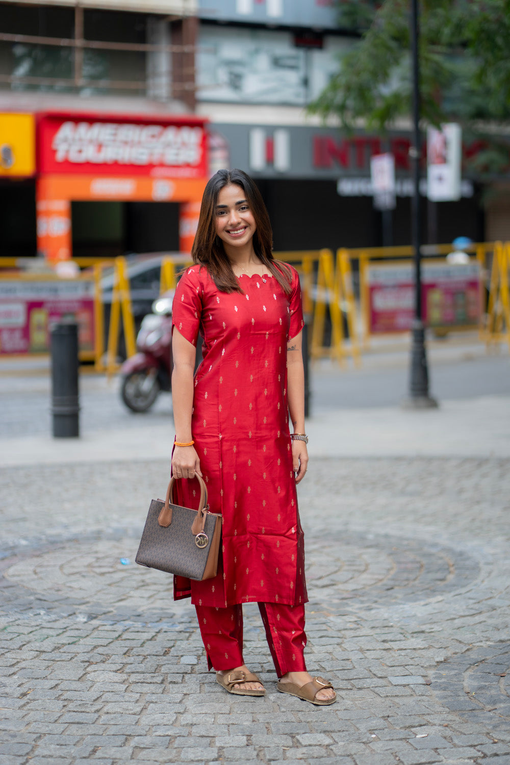 AA282 Dark Red Silk Co Ord set
