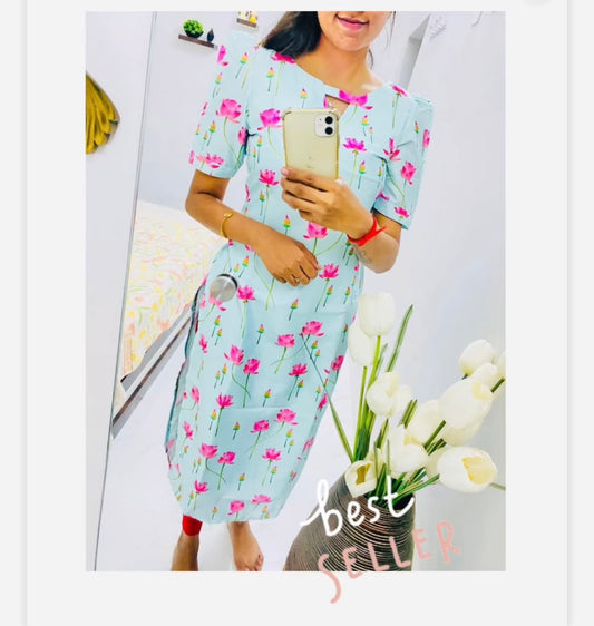 Blue lotus Muslin Silk Kurti